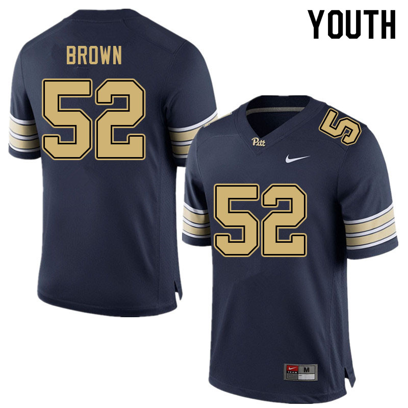 Youth #52 Naquan Brown Pitt Panthers College Football Jerseys Sale-Navy